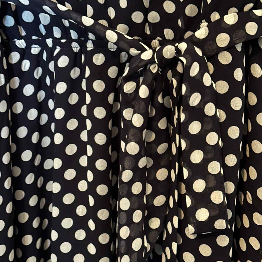 Paper Doll Sleeveless Dark Blue White Polka Dot Dress 3X